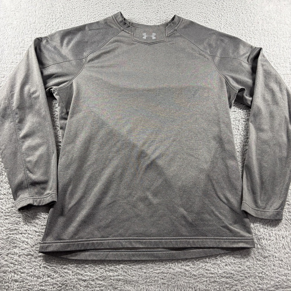 Under Armour Fleece Lined Compression Shirt Mens Medium Gray Loose Fit Baselayer